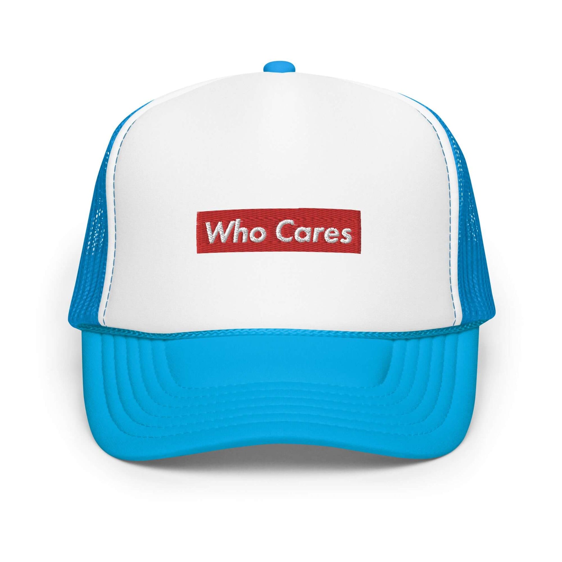 Who Cares Foam trucker hat Blue / White / Blue
