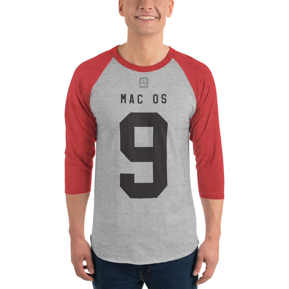 MAC OS 9 3/4 sleeve raglan shirt Heather Grey/Heather Red