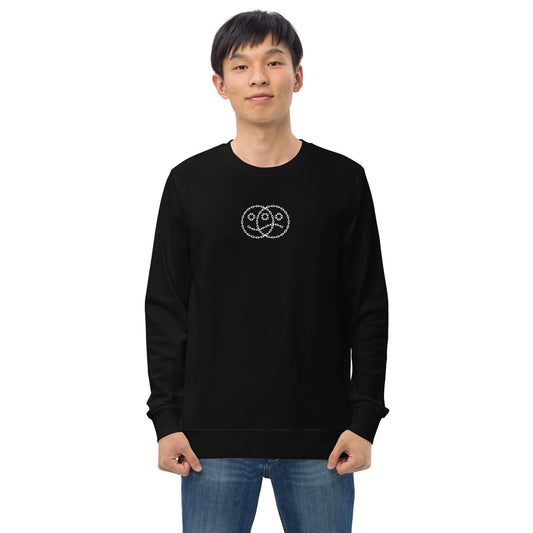 Happy Sad Chain Face Unisex organic sweatshirt Black