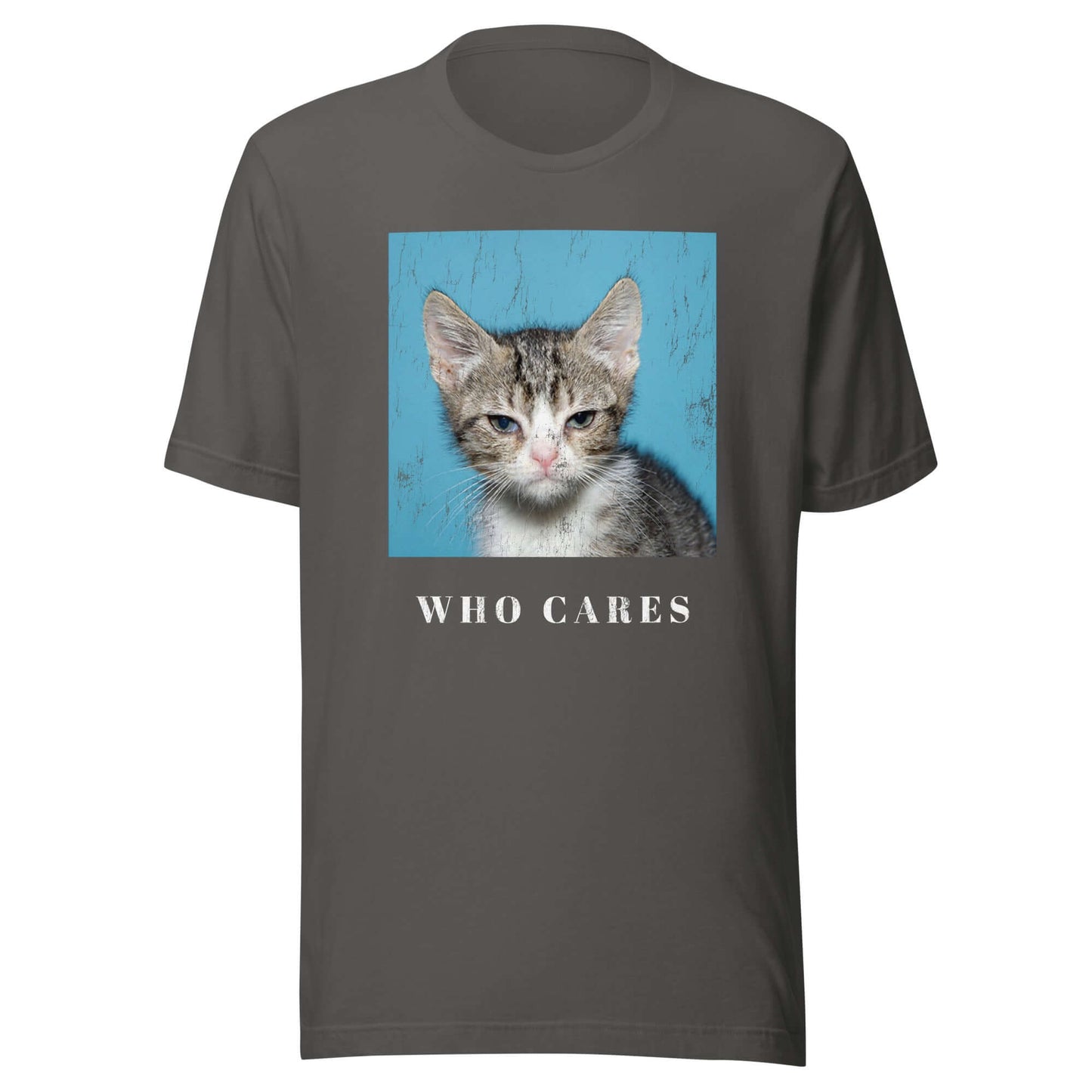Who Cares Cat Unisex t-shirt Asphalt