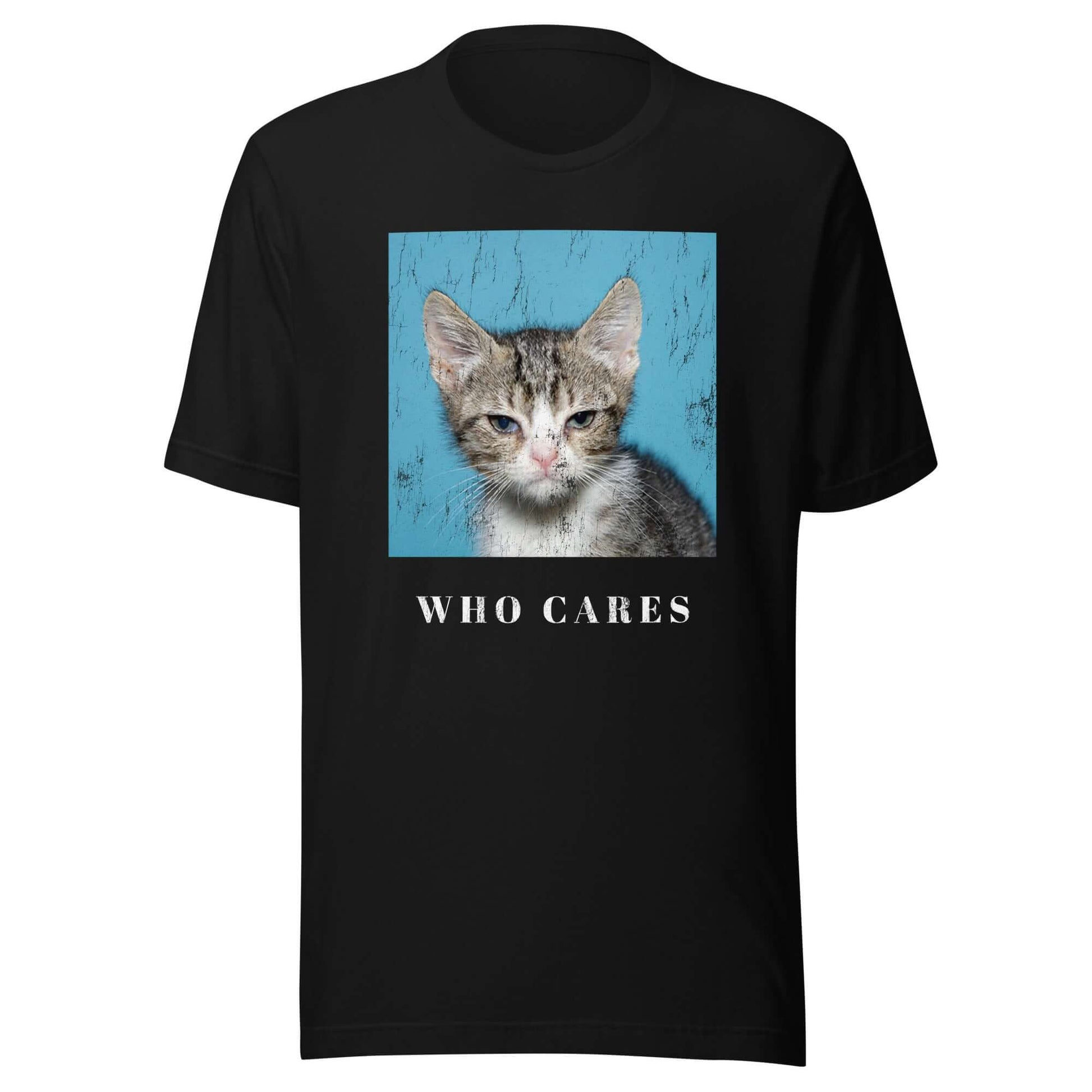 Who Cares Cat Unisex t-shirt Black