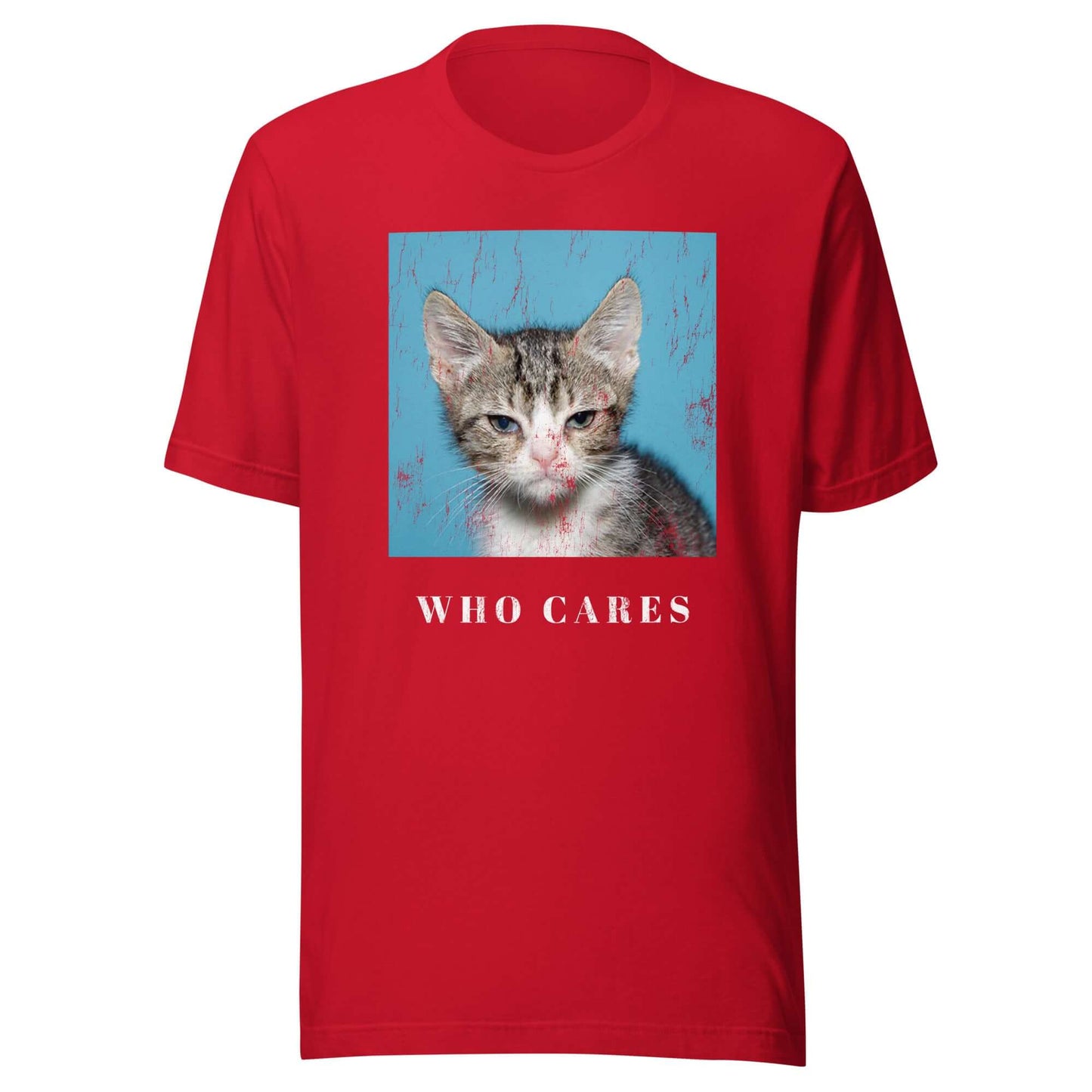 Who Cares Cat Unisex t-shirt Red