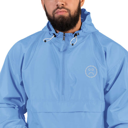 Sad Face Chain Champion Packable Jacket Light Blue
