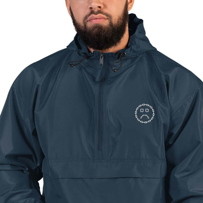 Sad Face Chain Champion Packable Jacket Navy