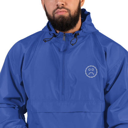 Sad Face Chain Champion Packable Jacket Royal Blue