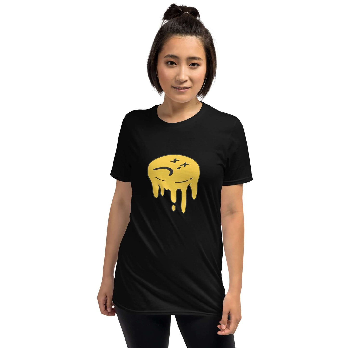 Yellow Melting Sad Face Unisex T-Shirt Black