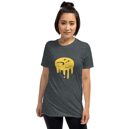 Yellow Melting Sad Face Unisex T-Shirt Dark Heather