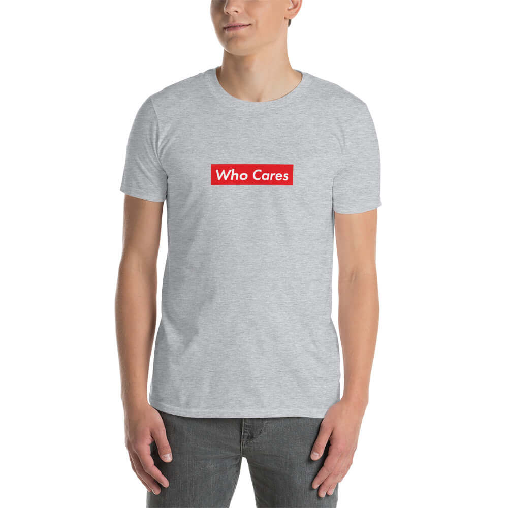 Who Cares Red Box Unisex T-Shirt Sport Grey